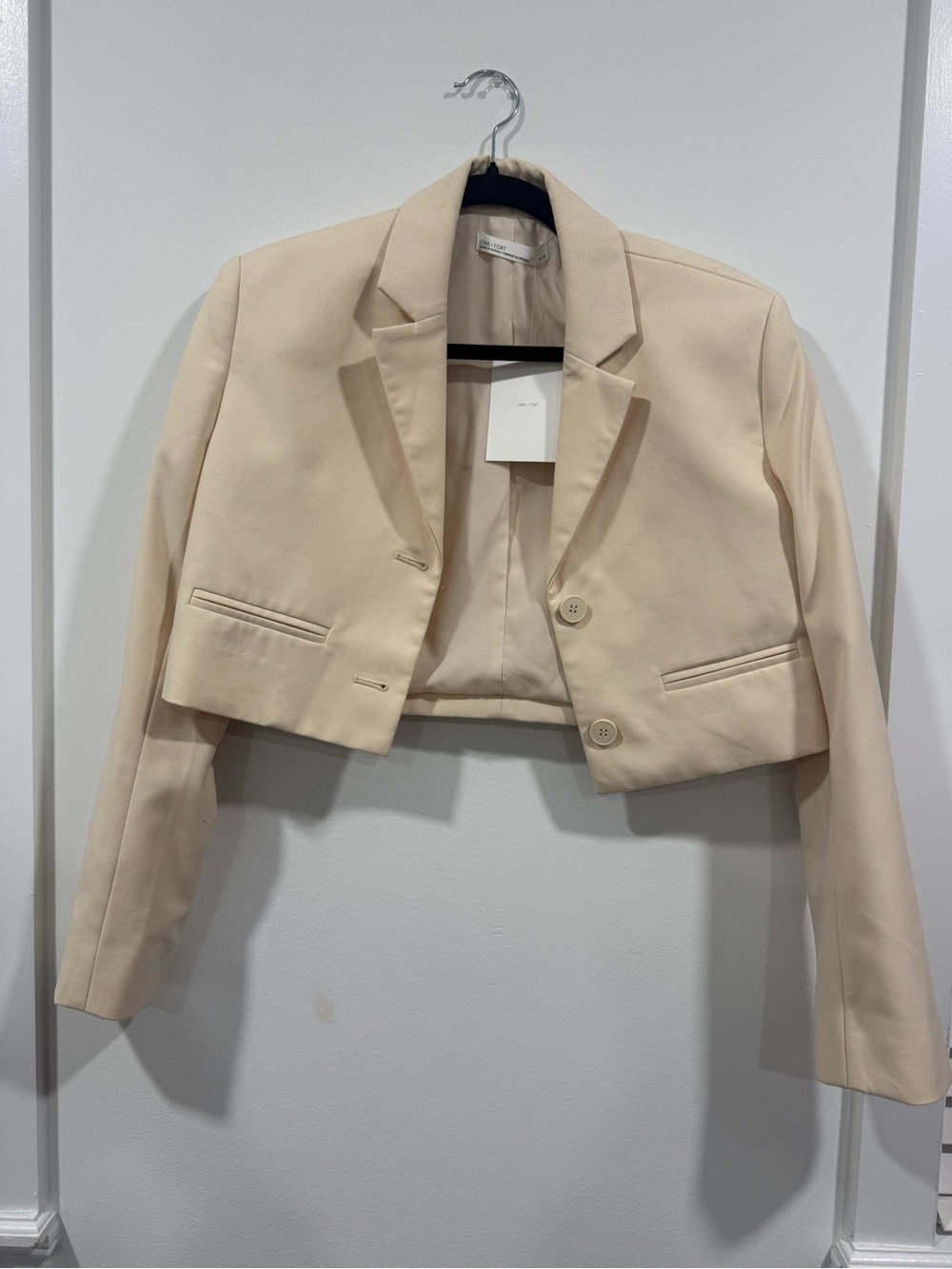 OAK + FORT Cropped Cream Blazer